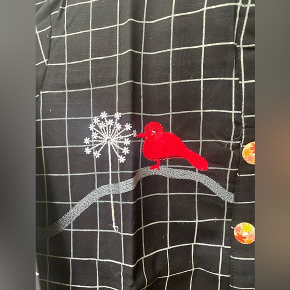 Indian kurti black checkered with embroidery size L - Picture 6 of 8